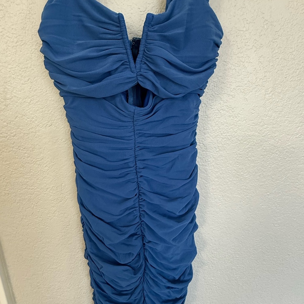 Hello Molly Royal Blue Ruched Maxi Dress with Cutout - Picture 3 of 7